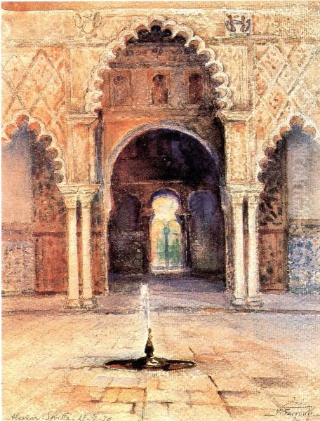 ashbylyt, alqsr. Oil Painting by Moustafa Farroukh