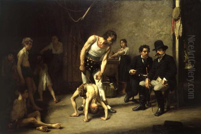 Acrobat Family before the Circus Manager Oil Painting by Nils Forsberg Acrobat Family before the Circus Manager Oil Painting by Nils Forsberg