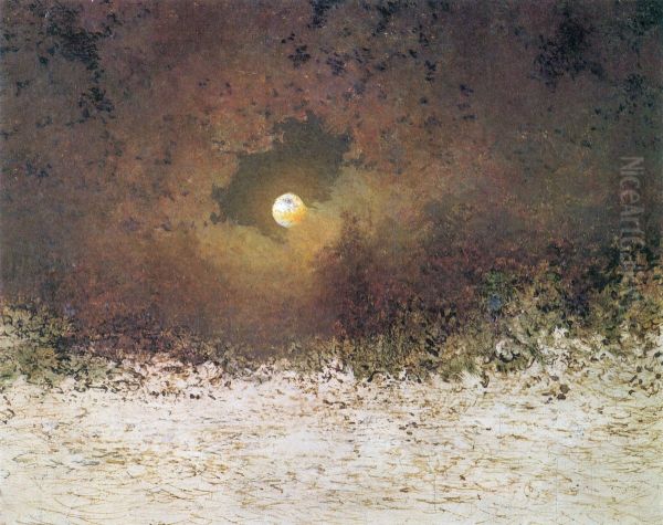 Mondlandschaft mit bewolktem Himmel Oil Painting by Adalbert Stifter