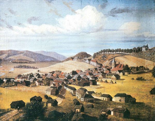 View of Oberplan Oil Painting by Adalbert Stifter