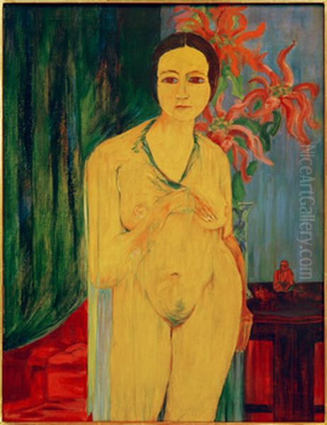 Gelber Akt (Antonia Beljajewa/Tanzerin) Oil Painting by Philipp Bauknecht