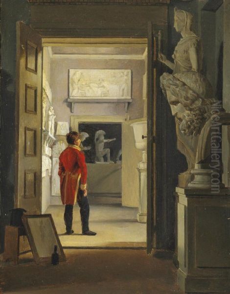 Hall af Antiques at Charlottenborg Oil Painting by Adam August Muller