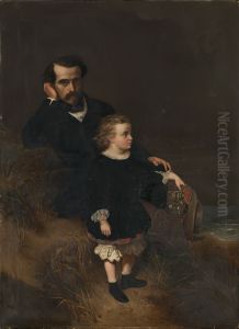 Self-portrait of the painter with his son Oscar