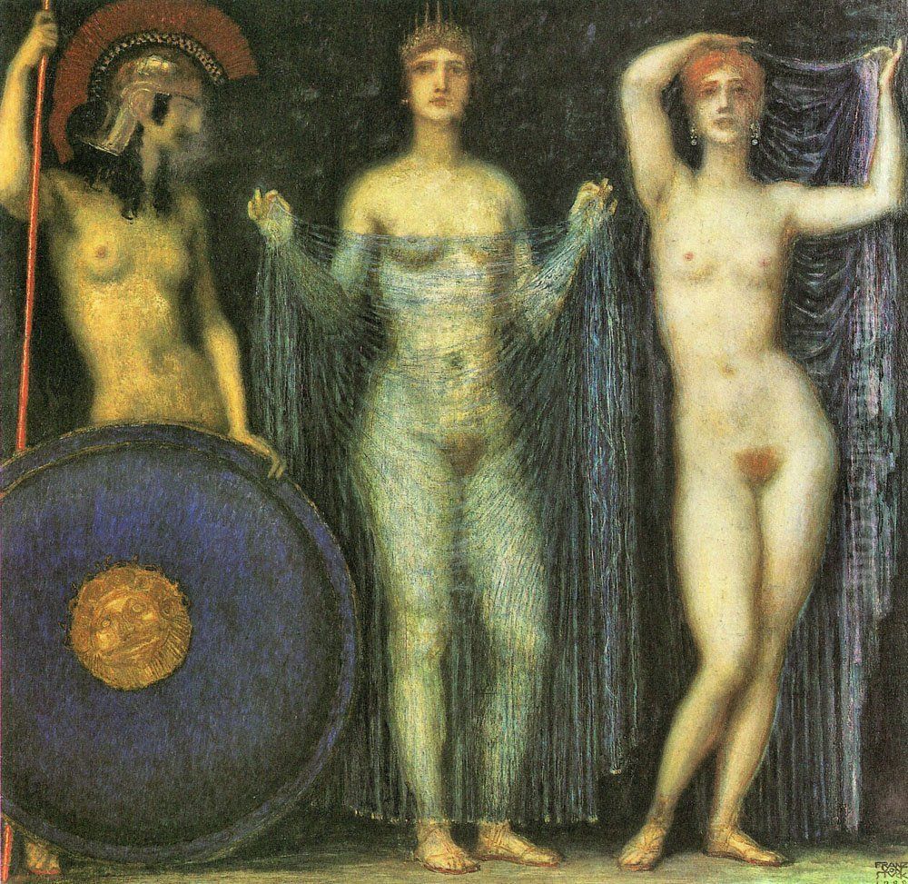 The three goddesses Athena, Hera and Aphrodite Oil Painting by Franz Stuck The three goddesses Athena, Hera and Aphrodite Oil Painting by Franz Stuck