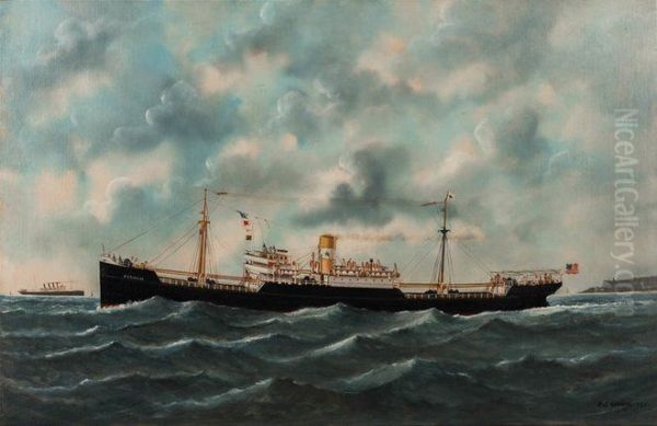 Portrait of the Steamship Antinous Oil Painting by Edouard Adam