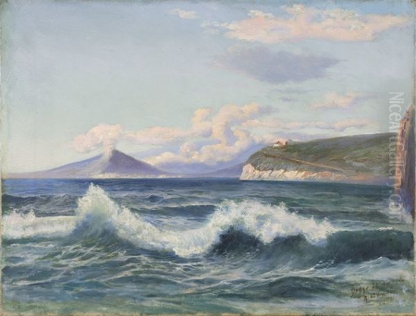 Bay of Naples Oil Painting by Amandus Adamson
