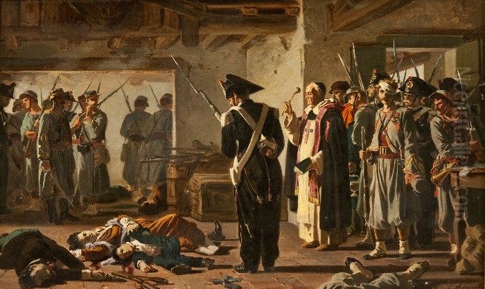 L'eccidio della famiglia Tavani-Arquati Oil Painting by Carlo Ademollo