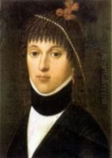 Ritratto di Adelaide Antici, madre diGiacomo Leopardi Oil Painting by Unidentified painter