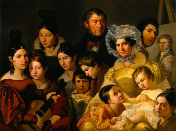 La famiglia Malatesta Oil Painting by Adeodato Malatesta