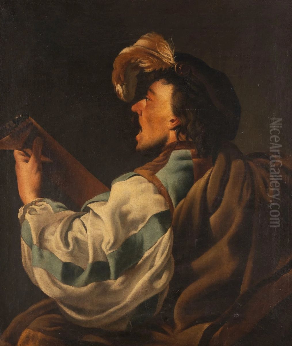 Singing lute player in lost profile Oil Painting by Hendrick Ter Brugghen