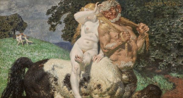 Centaur Abducting a Nymph Oil Painting by Alexander Rothaug