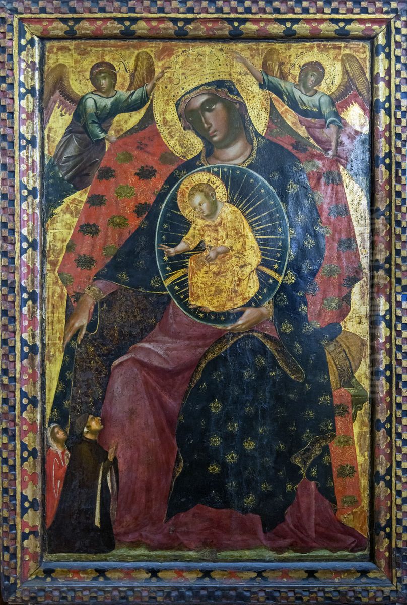 Madonna and Child with two Votaries Oil Painting by Paolo Veneziano