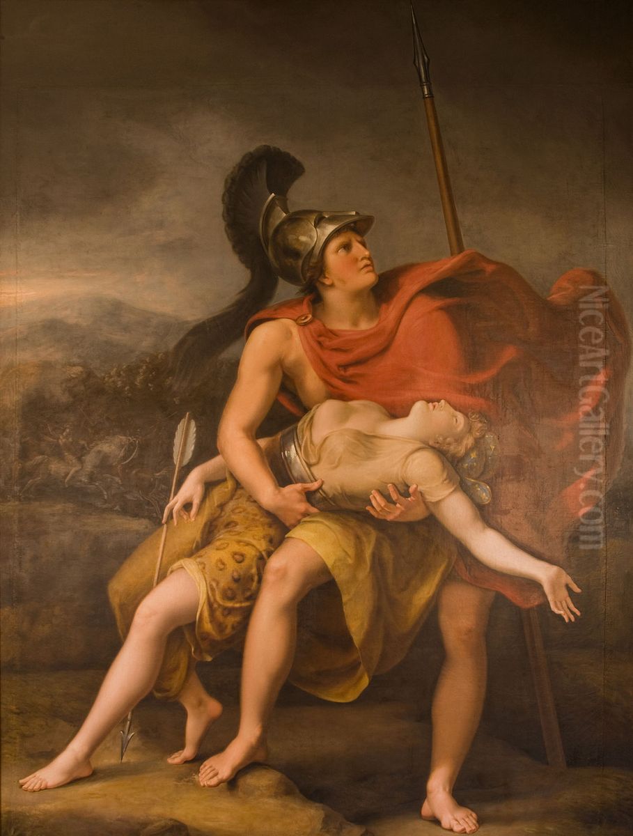 Achilles and Penthesilea Oil Painting by Johann Heinrich Wilhelm Tischbein I Achilles and Penthesilea Oil Painting by Johann Heinrich Wilhelm Tischbein I