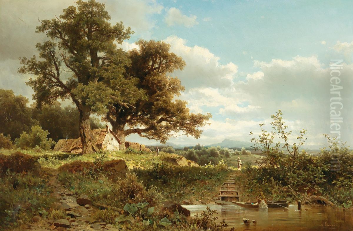 Motiv bei Dachau Oil Painting by Adolf Chwala