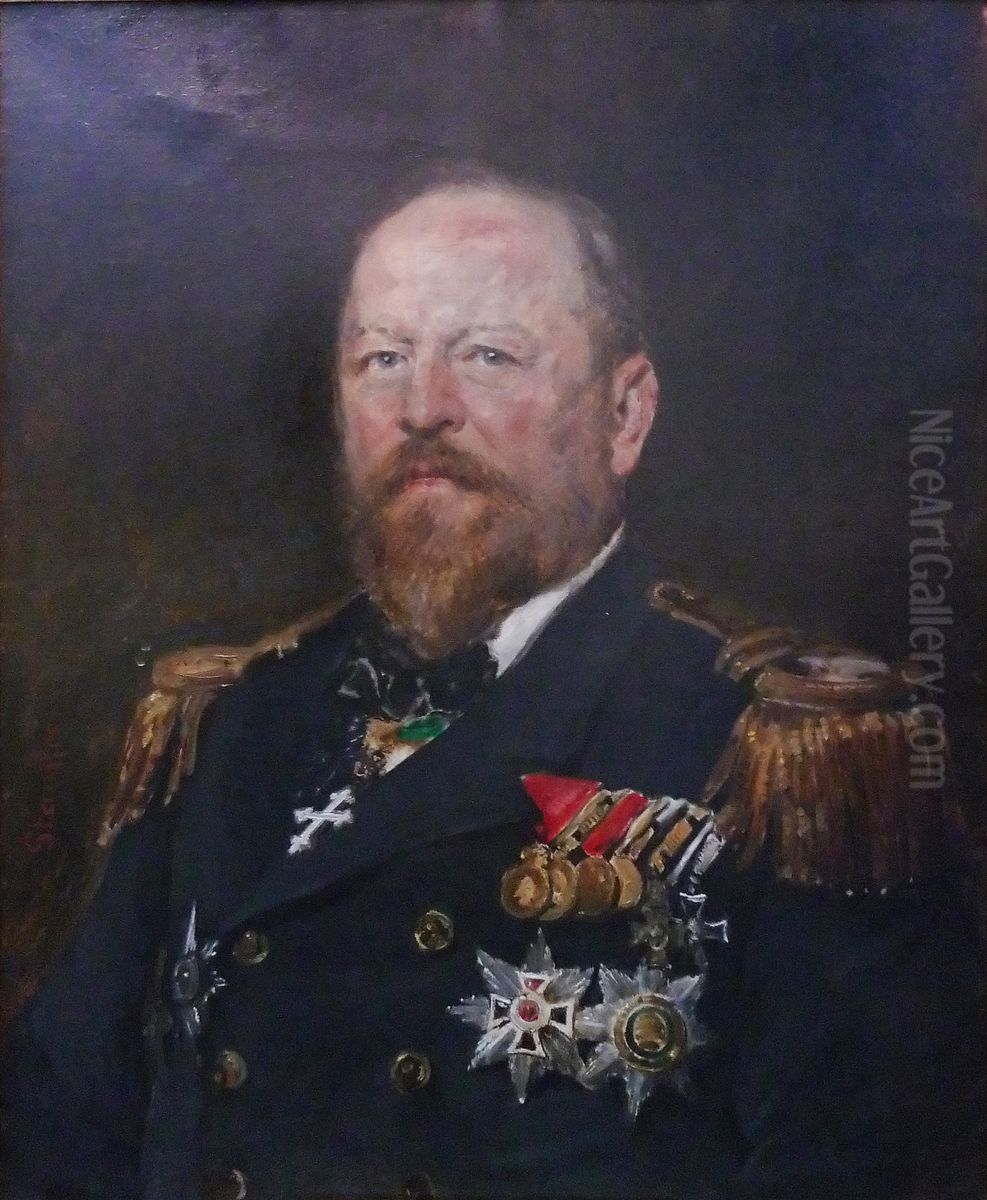 Admiral Hermann Freiherr von Spaun (1833-1919), Commander of the Austro-Hungarian Navy 1898-1904. Oil Painting by Viktor Stauffer Admiral Hermann Freiherr von Spaun (1833-1919), Commander of the Austro-Hungarian Navy 1898-1904. Oil Painting by Viktor Stauffer