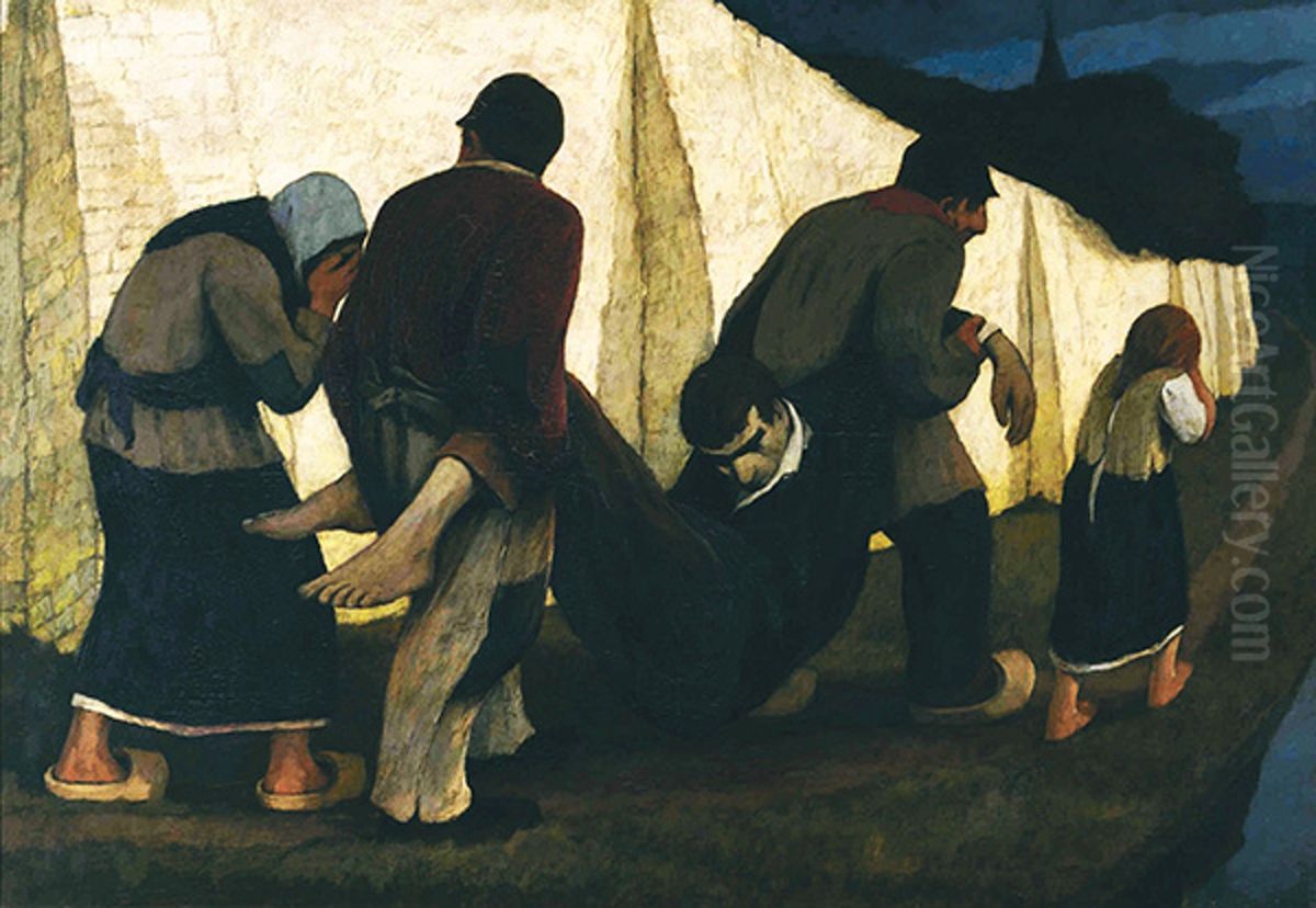 The dead Oil Painting by Eugene Laermans