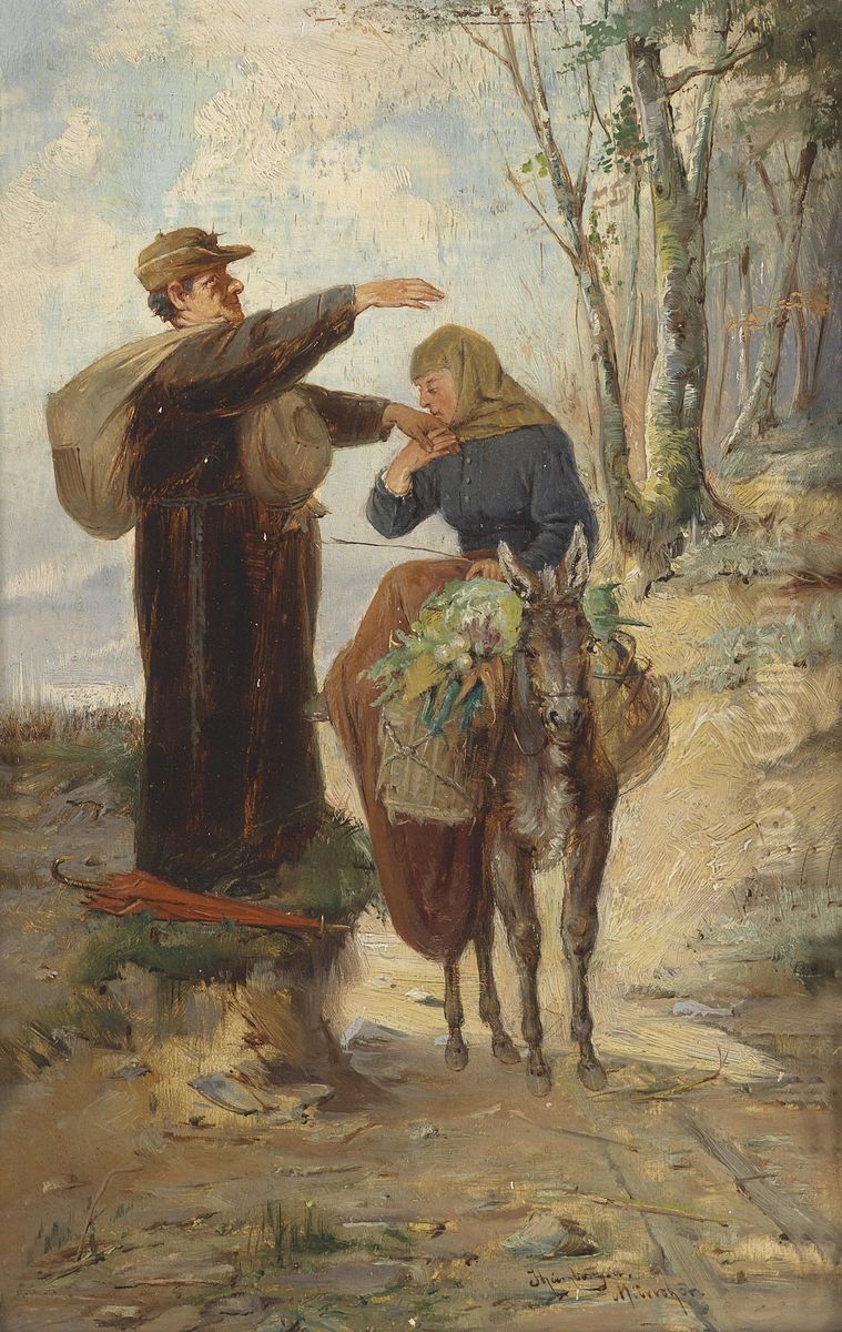 Begegnung auf der Landstrasse Oil Painting by Adolf Humborg
