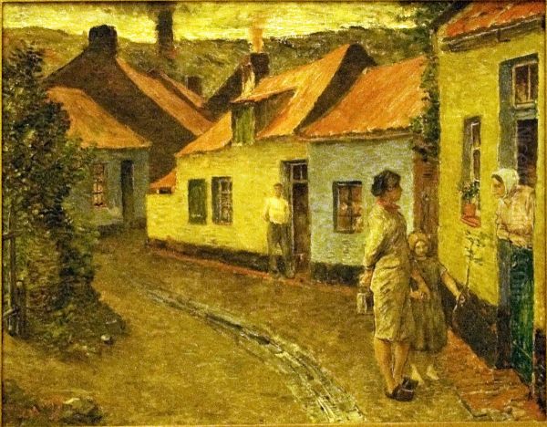 Mijnwerkerswijk, vrouwen maken een praatje Oil Painting by Constantin Meunier
