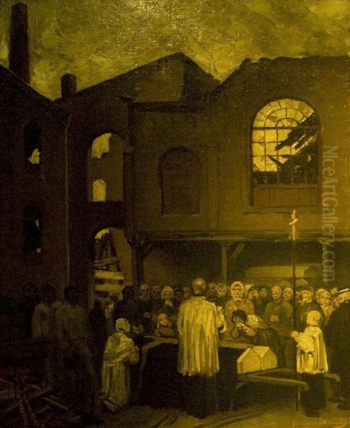 Temetes egy szenbanyaban - a koporsok megaldasa Oil Painting by Constantin Meunier