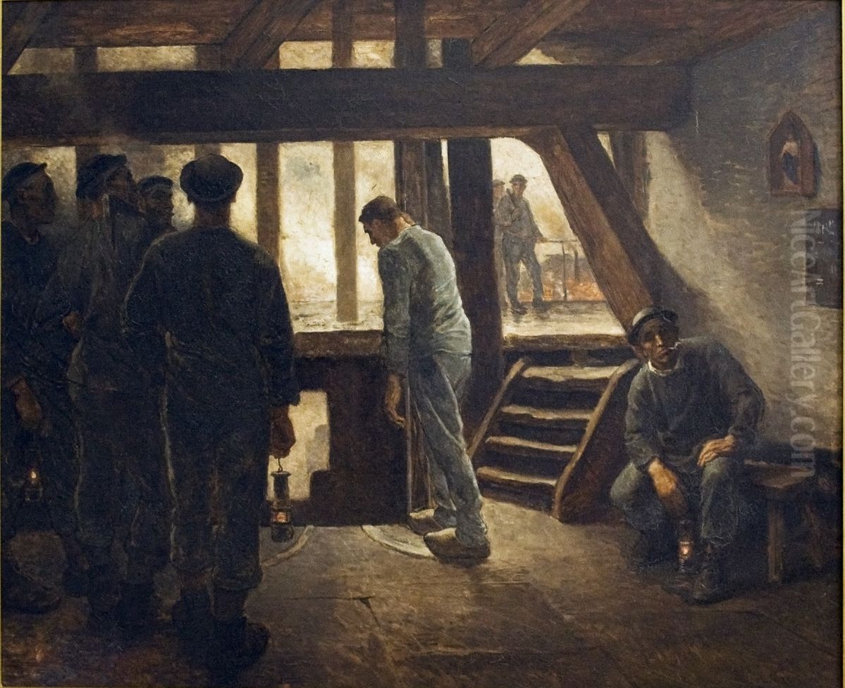 Miner at the Exit of the Shaft Oil Painting by Constantin Meunier
