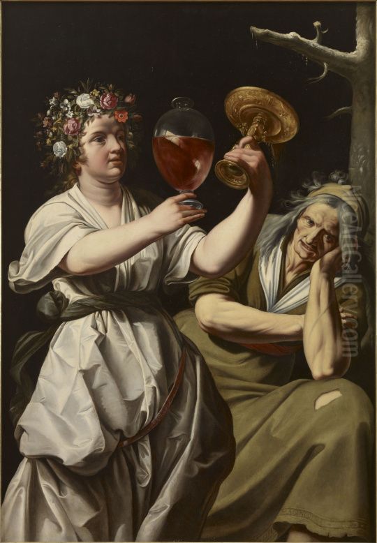 Allegories of Joy and Melancholy Oil Painting by Abraham Janssens I