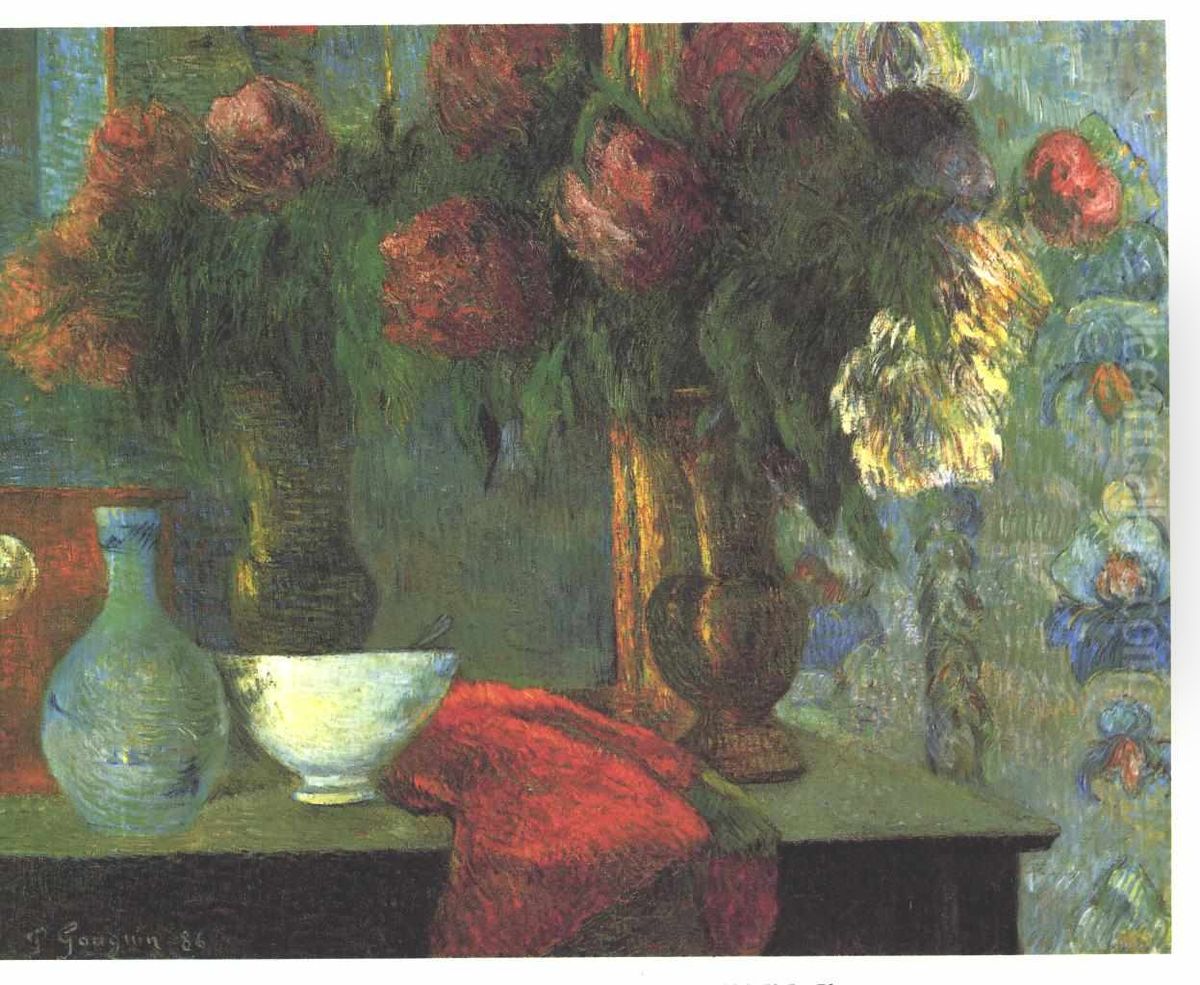 Stil life with white vase Oil Painting by Paul Gauguin Stil life with white vase Oil Painting by Paul Gauguin