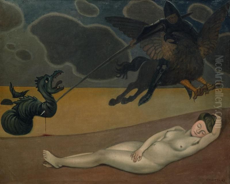 Roger delivrant Angelique Oil Painting by Felix Vallotton