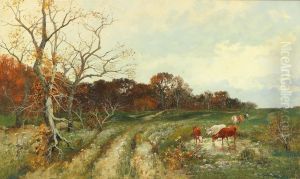 Sommerlandschaft mit weidenden Kuhen Sommerlandschaft mit weidenden Kuhen