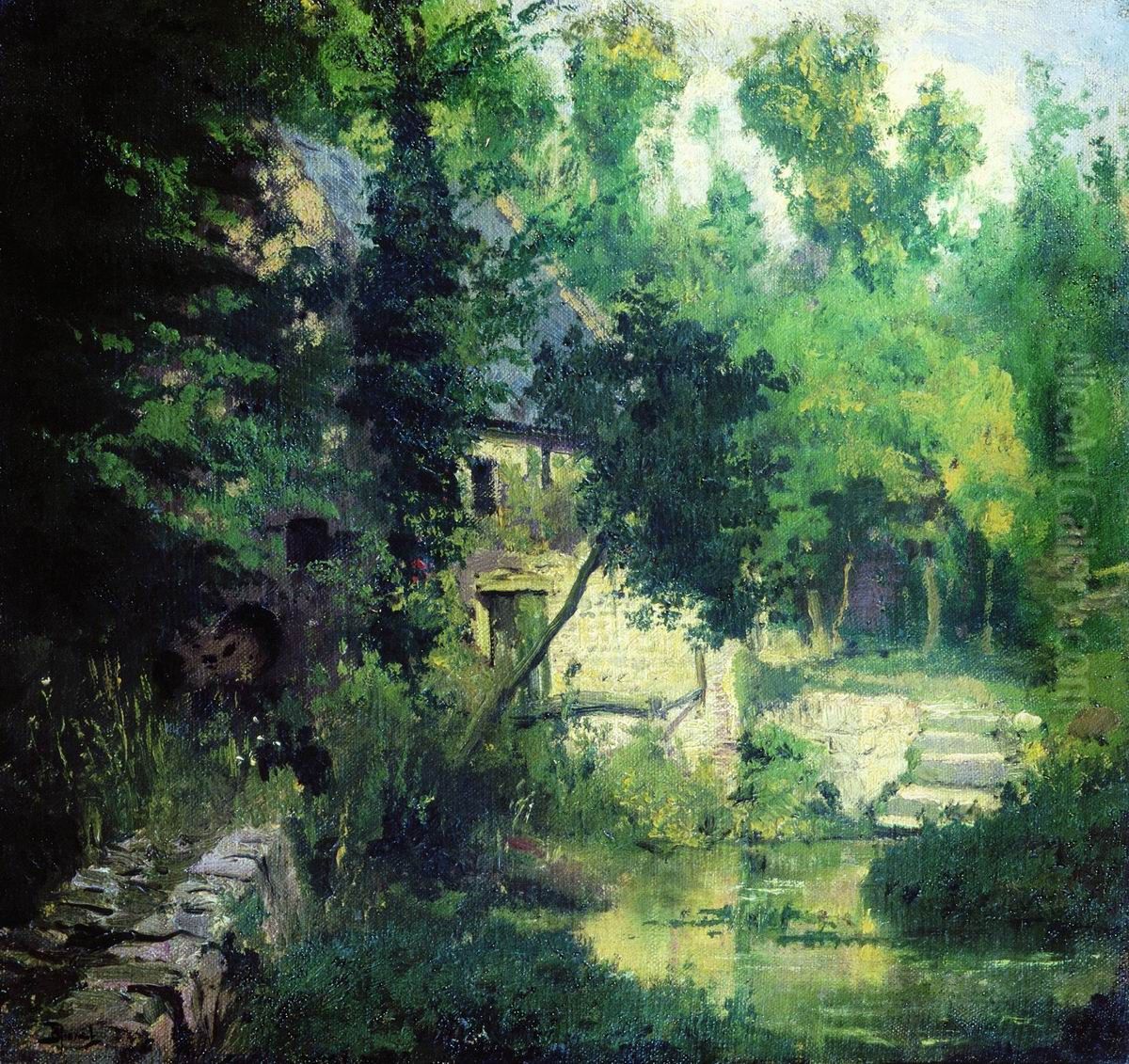 Moulin sur la Veules. Oil Painting by Vasily Polenov