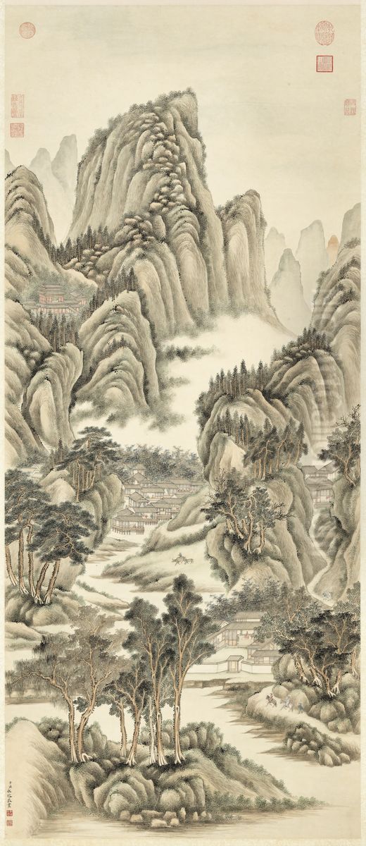 A Journey on Horseback in the Spring Mountains Oil Painting by Yongrong