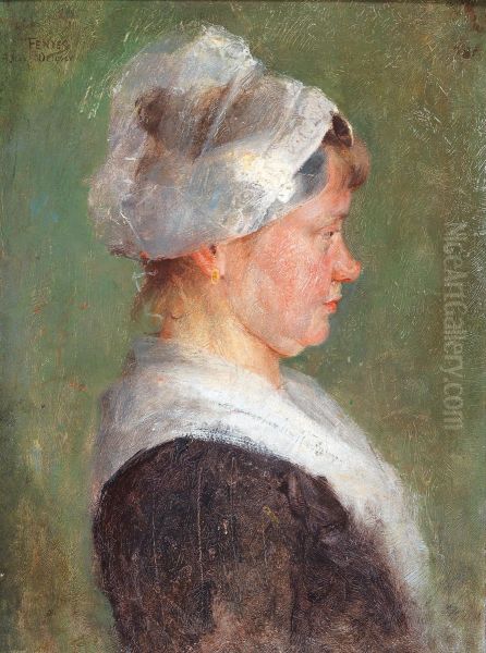 Profilportrait eines Madchens Oil Painting by Adolf Fenyes