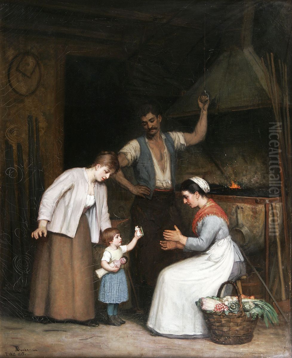 At the Smithy Oil Painting by Adolf von Becker
