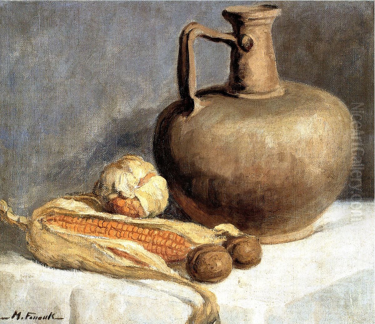 Nature Morte Au Cruchon. Oil Painting by Moustafa Farroukh