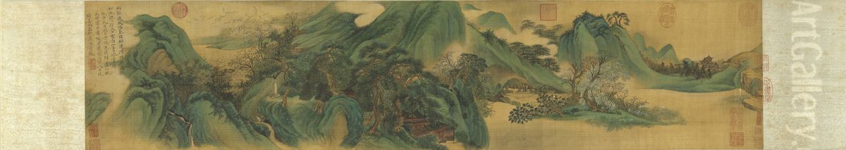 Green Mountains and White Clouds Oil Painting by Wu Li