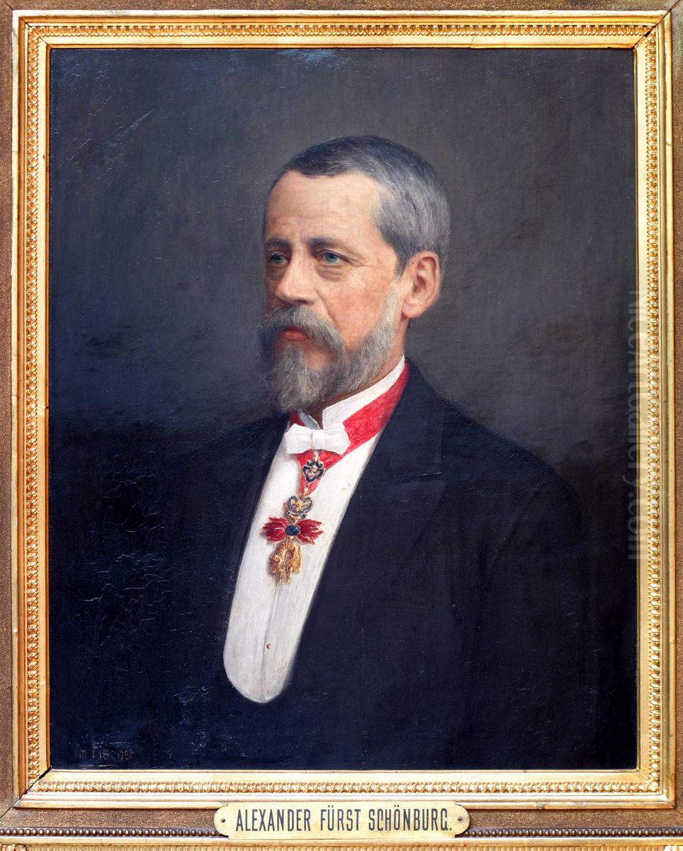 Portrait of Alexander Schonburg-Hartenstein (1826-1896) Oil Painting by Adolph Johannes Fischer