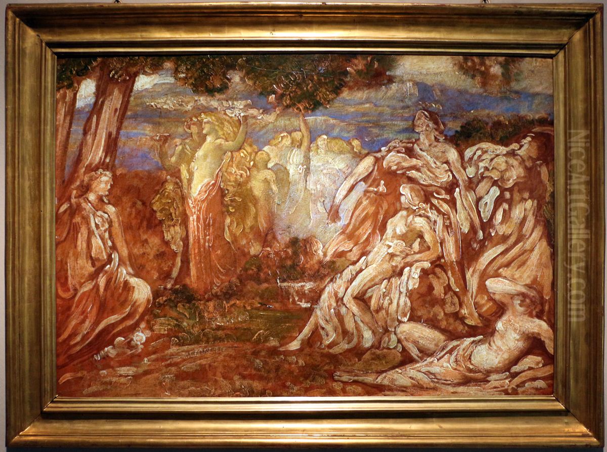 Venus and Adonis Oil Painting by Adolfo De Carolis