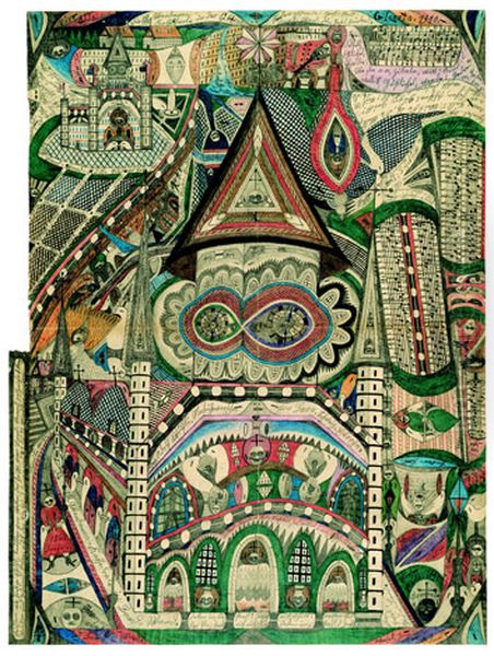 Die Skt.-Wandanna-Kathedrale in Band-Wand Oil Painting by Adolf Wolfli