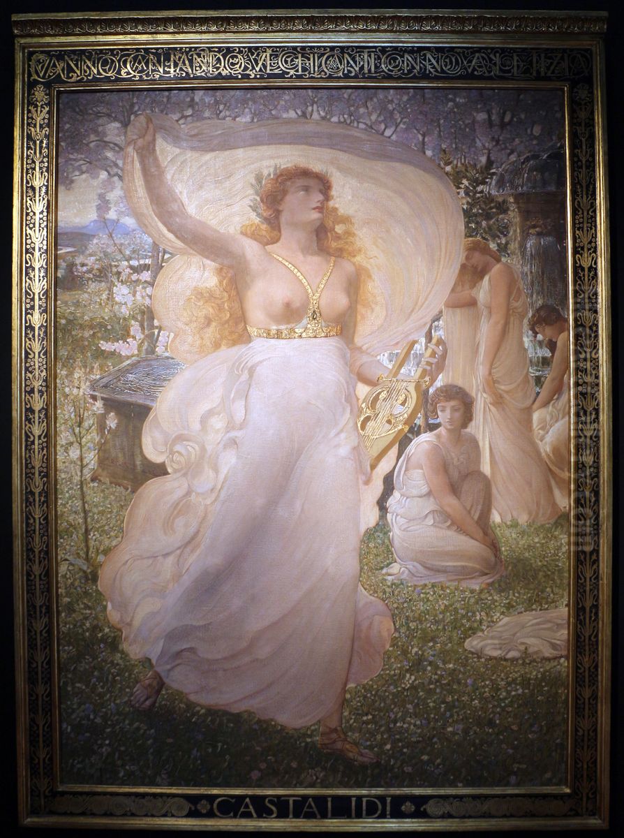 le castalidi Oil Painting by Adolfo De Carolis