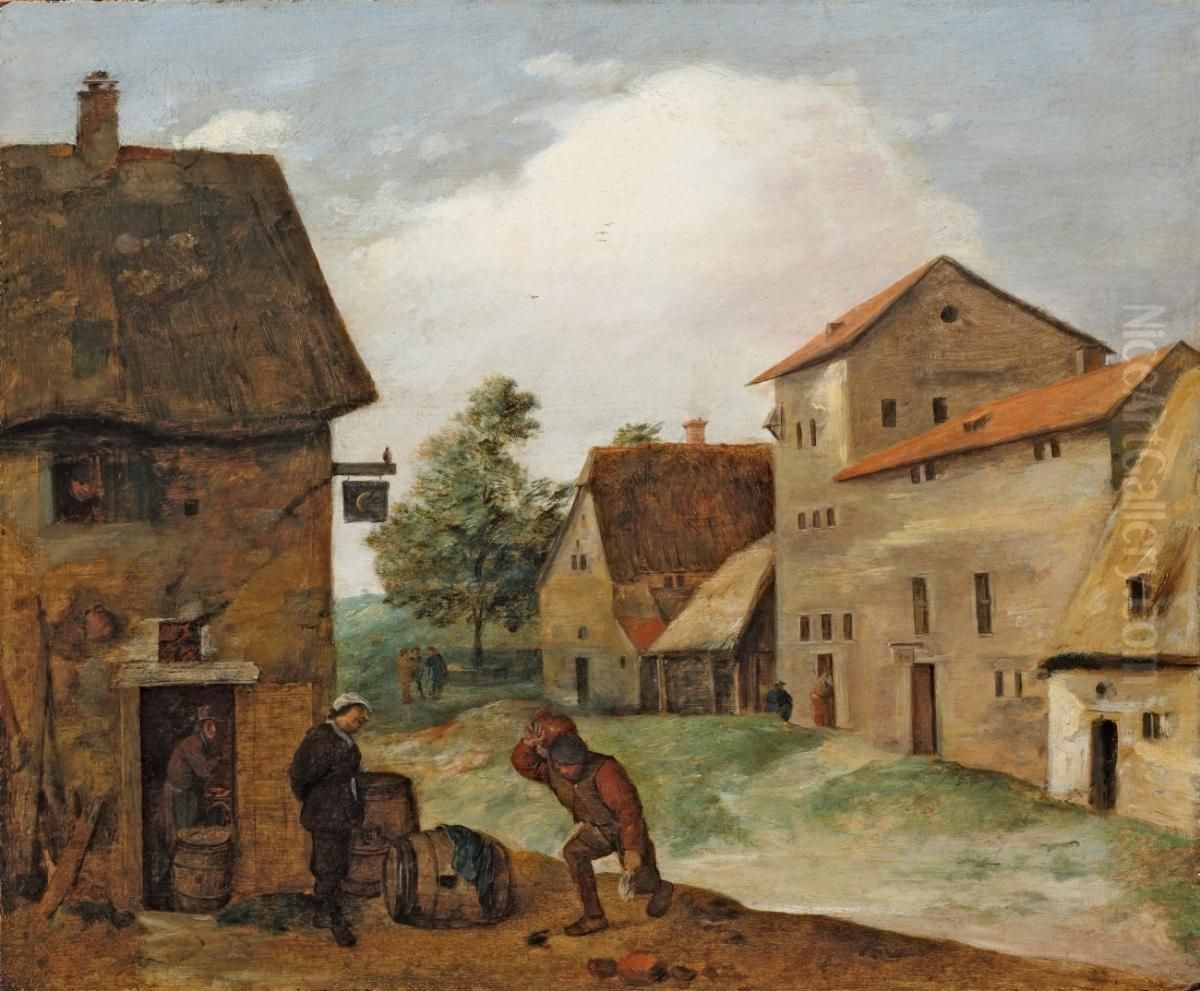 Two peasants at a tavern Oil Painting by Adriaen Brouwer