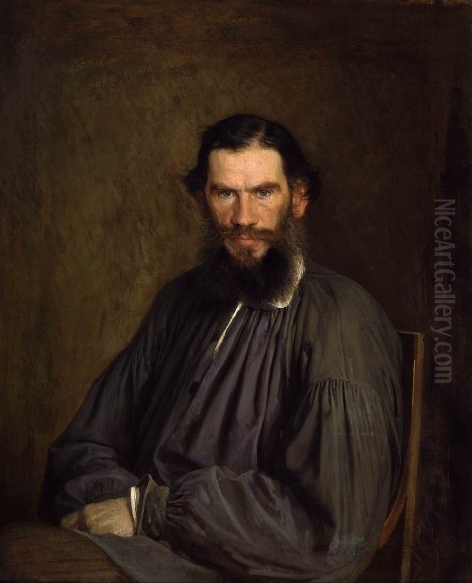 Portrait of Leo Tolstoy Oil Painting by Ivan Kramskoi