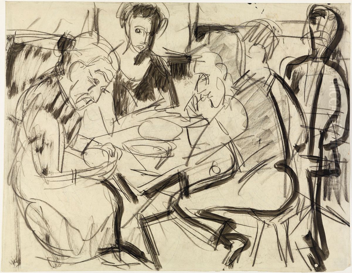 Bauernfamilie am Tisch Oil Painting by Ernst Ludwig Kirchner