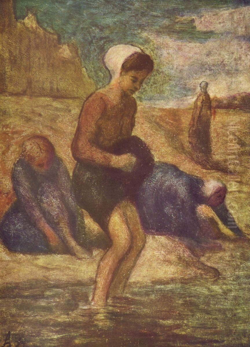 Badende junge Madchen Oil Painting by Honore Daumier