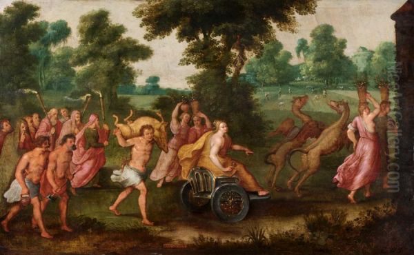 Allegory of the Month of August Oil Painting by Adriaen Van Stalbemt
