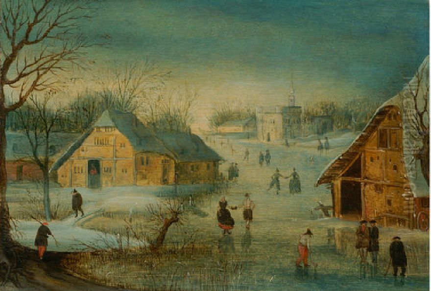Winter Oil Painting by Adriaen Van Stalbemt