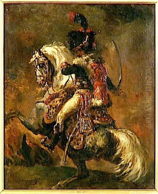 Officier de chasseur a cheval de la garde imperiale chargeant Oil Painting by Theodore Gericault