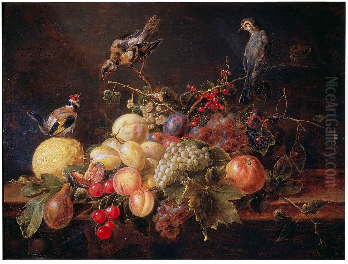 Still Life with Fruit and Birds Oil Painting by Adriaen van Utrecht