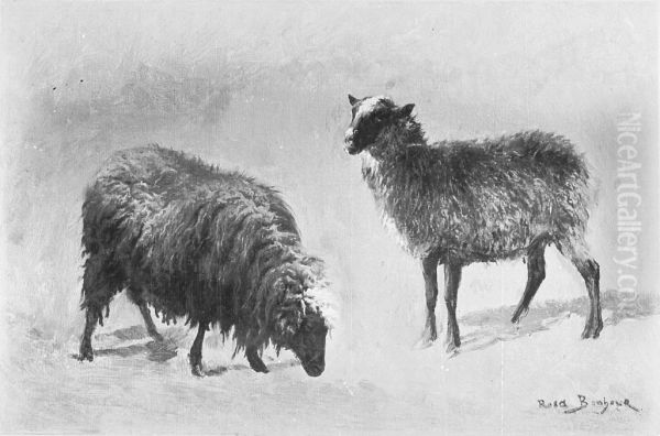 Zwei Schafe auf der Weide Oil Painting by Rosa Bonheur