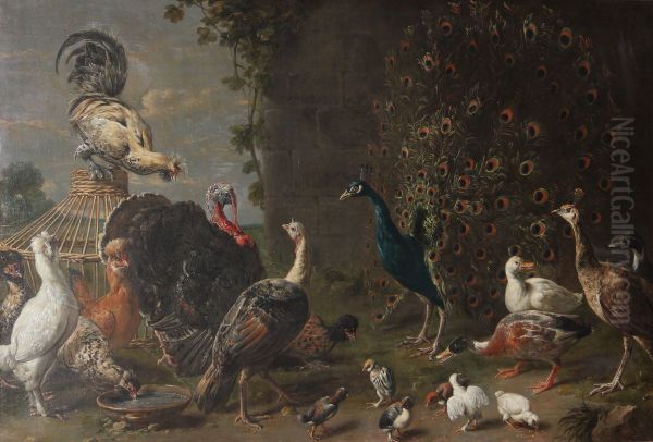 The Poultry Farm Oil Painting by Adriaen van Utrecht