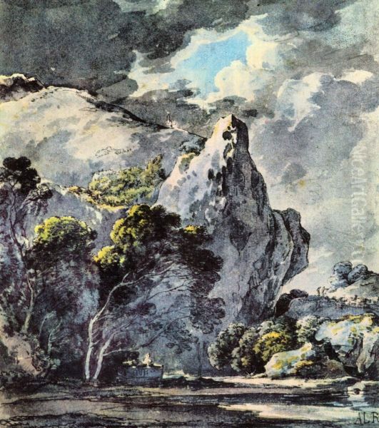 Felsenlandschaft Oil Painting by Ludwig Richter