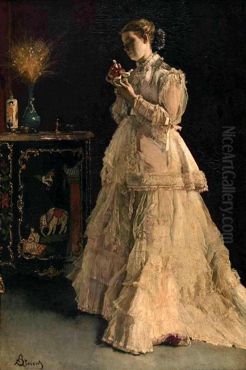 The lady in pink Oil Painting by Alfred Stevens